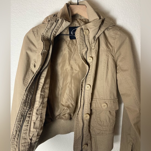 Love Tree Full Zip And Button Up Utility Jacket Coat with Hood and High Collar - Picture 3 of 7